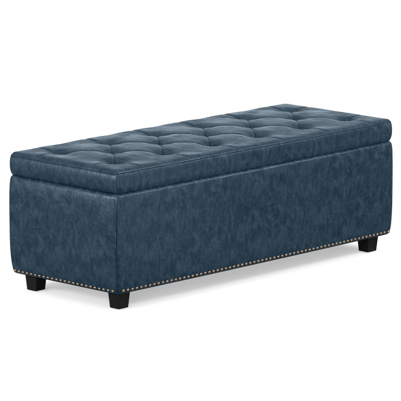 48" Upholstery Storage Ottoman - Dark Brown / Denim Blue