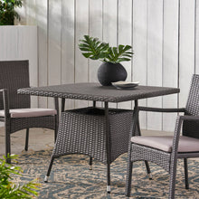 Load image into Gallery viewer, Outdoor Rattan Square Dining Table With 4 Legs - Gray
