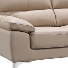 Load image into Gallery viewer, Faux Leather Love Seat - Silver / Beige
