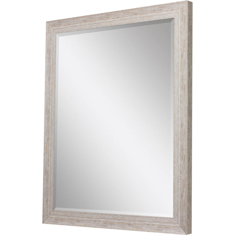 34" Distressed Wood Framed Accent Mirror - White