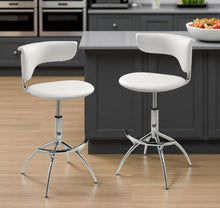 Load image into Gallery viewer, Faux Leather Low Back Adjustable Height Bar Chairs (Set of 2) - White
