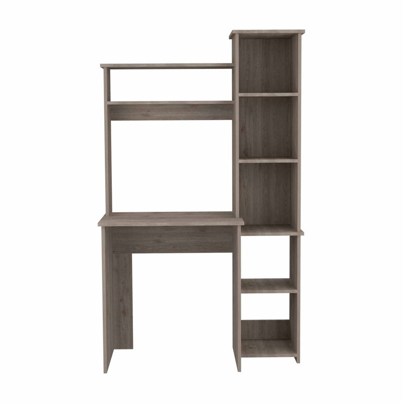 2 Piece Set Computer Desk With Hutch And Bookshelf - Light Gray