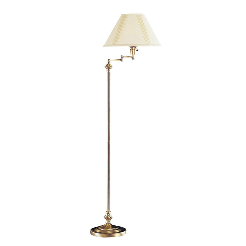 59" Swing Arm Floor Lamp With Beige Empire Shade - Bronze