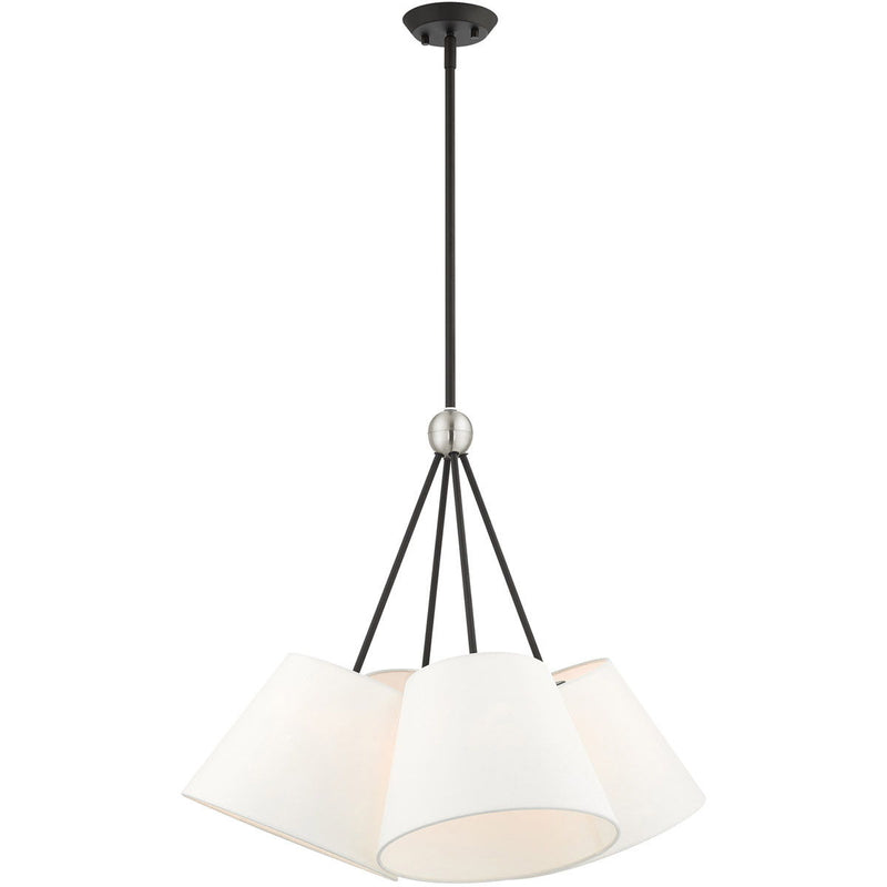 26" Four Light Dimmable Chandelier With Shades - Black