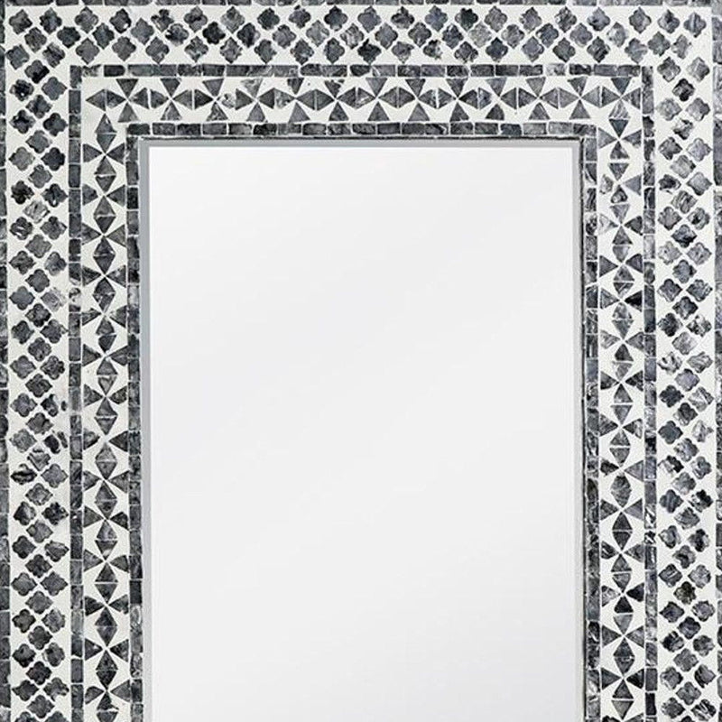 36" Geometric Mosaic Capiz Shell Framed Accent Mirror - White