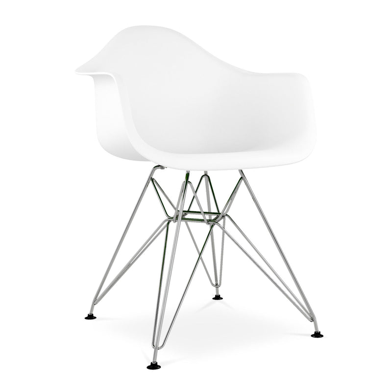 Heavy Duty Plastic Dining Arm Chair - White