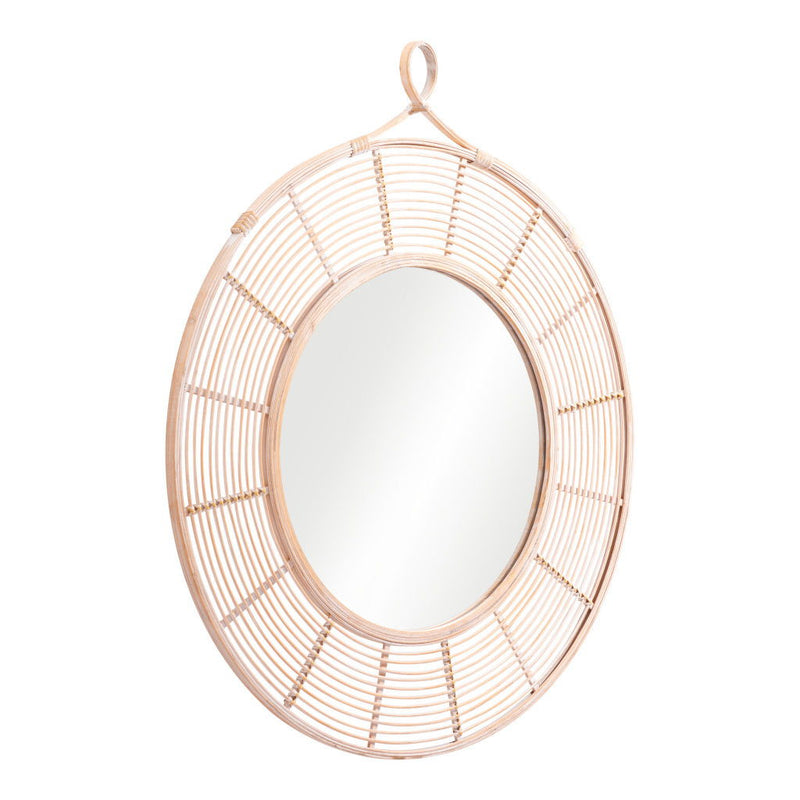 37" Round Framed Accent Mirror - Natural