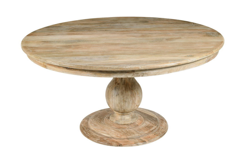 Solid Wood Pedestal Base Round Top Dining Table (605986) - Natural