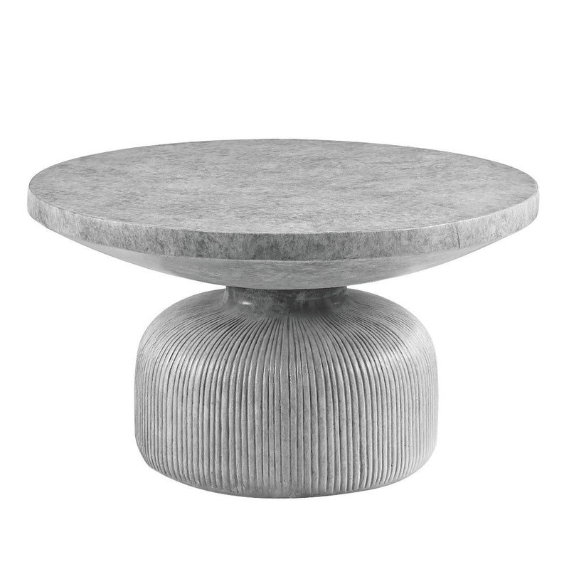 30" Cement Round Pedestal Coffee Table - Gray