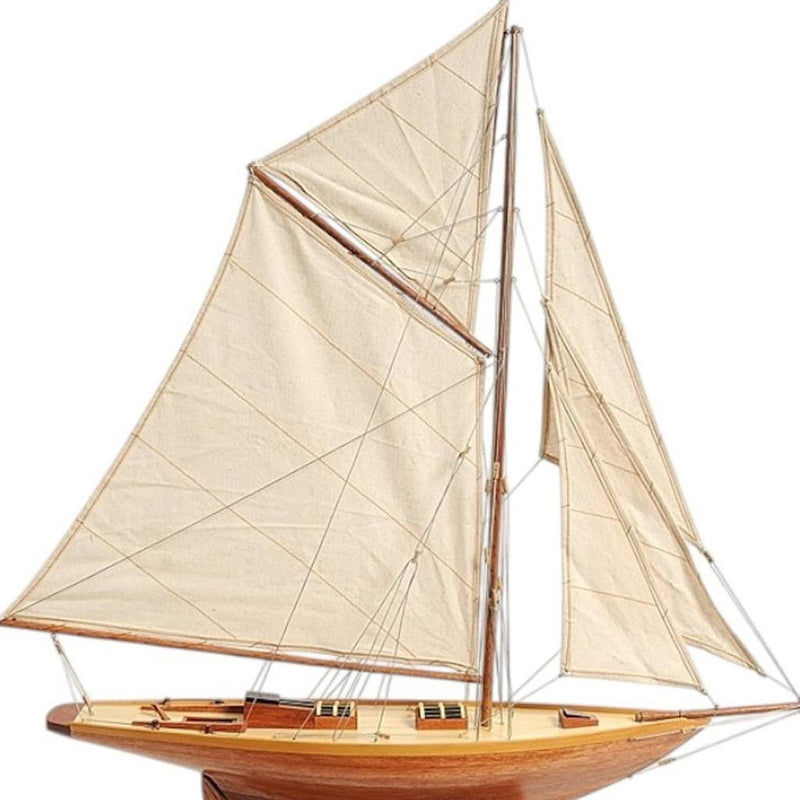 Hand Painted Model Boat Tabletop Sculpture (401995) - Brown