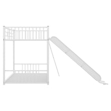 Load image into Gallery viewer, Metal Bunk Bed with Slide, Twin over Twin, White
