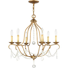 Load image into Gallery viewer, 26" Six Light Dimmable Chandelier With Shades - Antiqued Gold
