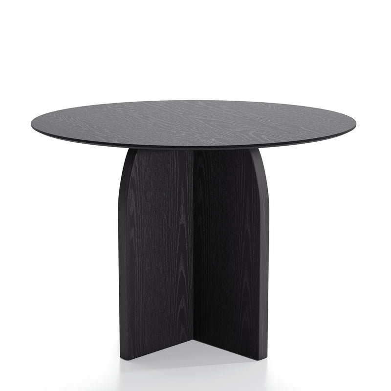 42" Solid Wood Pedestal Base Round Top Dining Table - Black