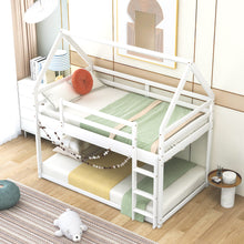 Load image into Gallery viewer, Twin over Twin Low Bunk Bed, House Bed with Ladder , White(OLD SKU:WF197808AAK)
