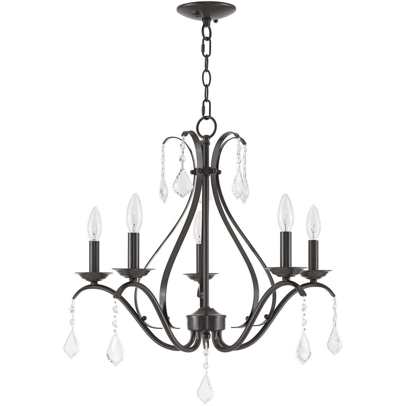 23" Five-Light Dimmable Chandelier With Shades - Bronze