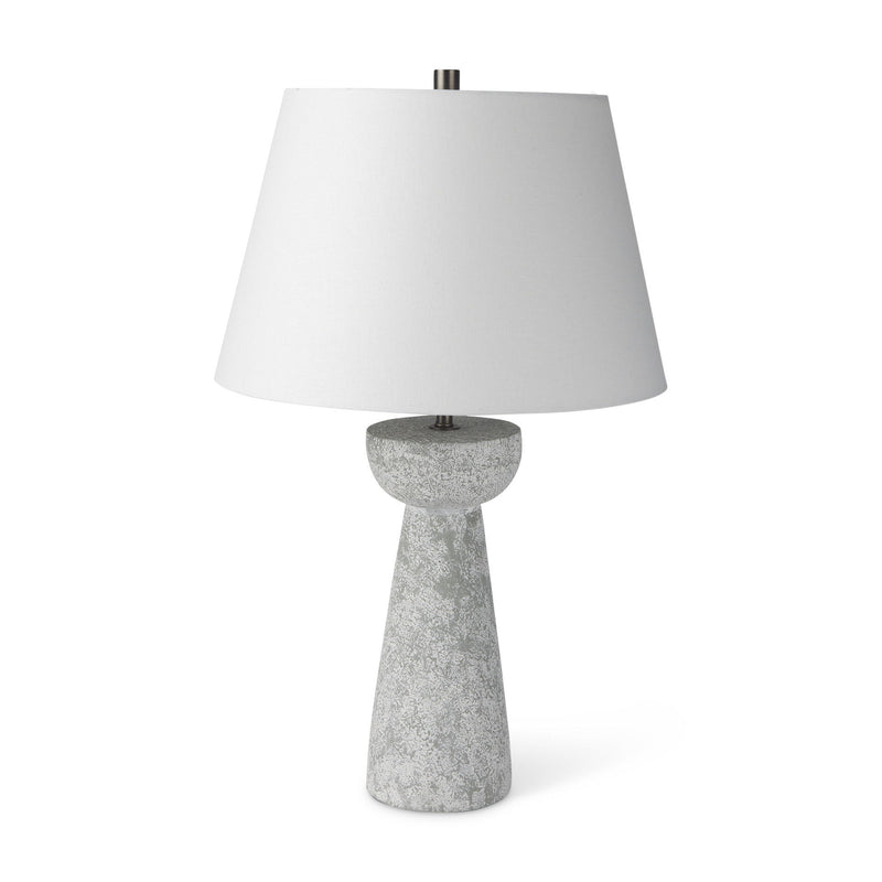 27" Concrete Round Bedside Lamp With Bell Shade - Gray