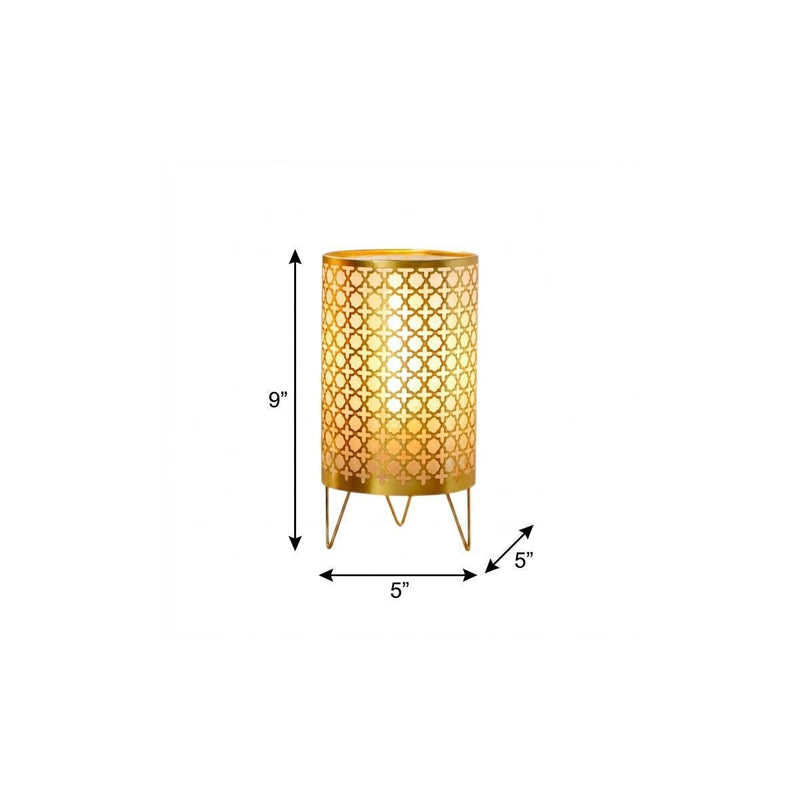 Pierced Novelty Desk Lamp With Cylinder Shade - Gold