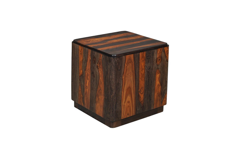 Square Block End Table (740772) - Dark Brown