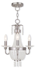 Load image into Gallery viewer, 19" Three Light Metal Dimmable Chandelier With Shades - Nickel / Clear
