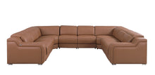 Load image into Gallery viewer, Leather Power Reclining U Shaped Eight Piece Corner Sectional With Console - Chestnut
