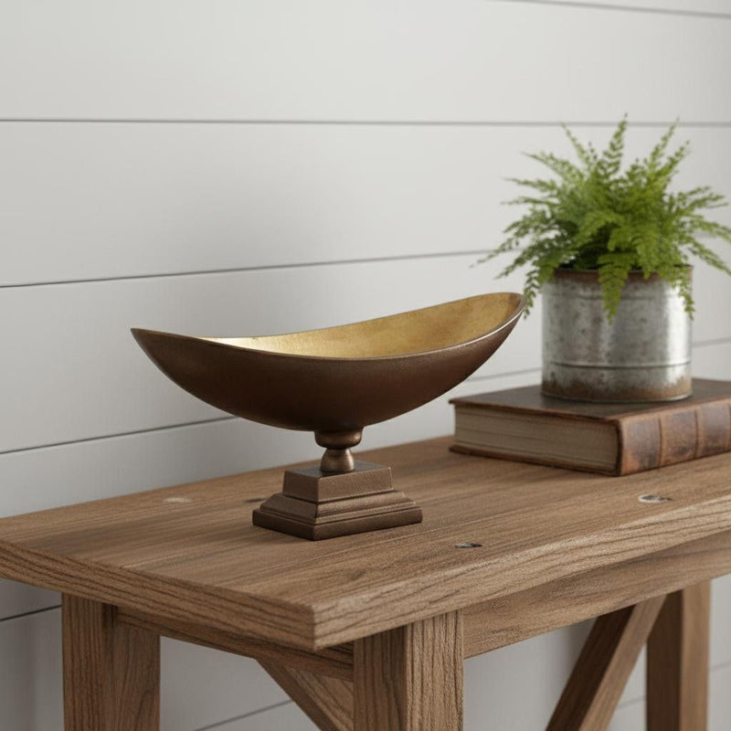 Oblong Footed Centerpiece Bowl - Rust