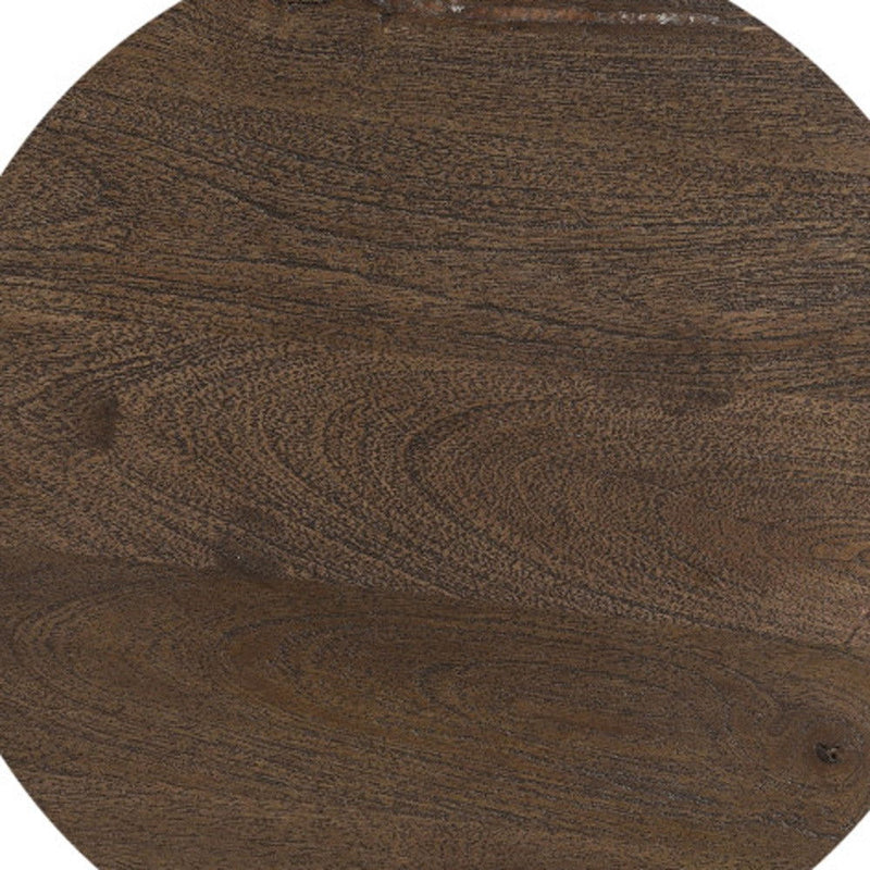 18" Solid Wood Round End Table - Dark Brown