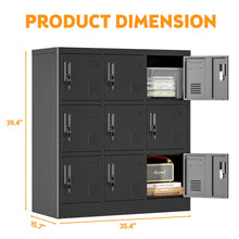 Load image into Gallery viewer, 9 Door Employee Storage Locker With Card Slot, Lockers For Office, Gym, School, And Home - Black

