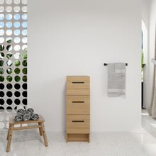 Load image into Gallery viewer, Slim Freestanding Bathroom Storage Cabinet, 3 Drawers - Light Oak

