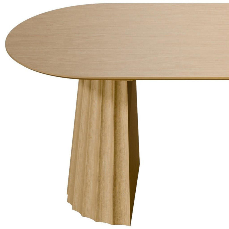 Solid Wood Double Pedestal Base Oval Dining Table - Light Brown