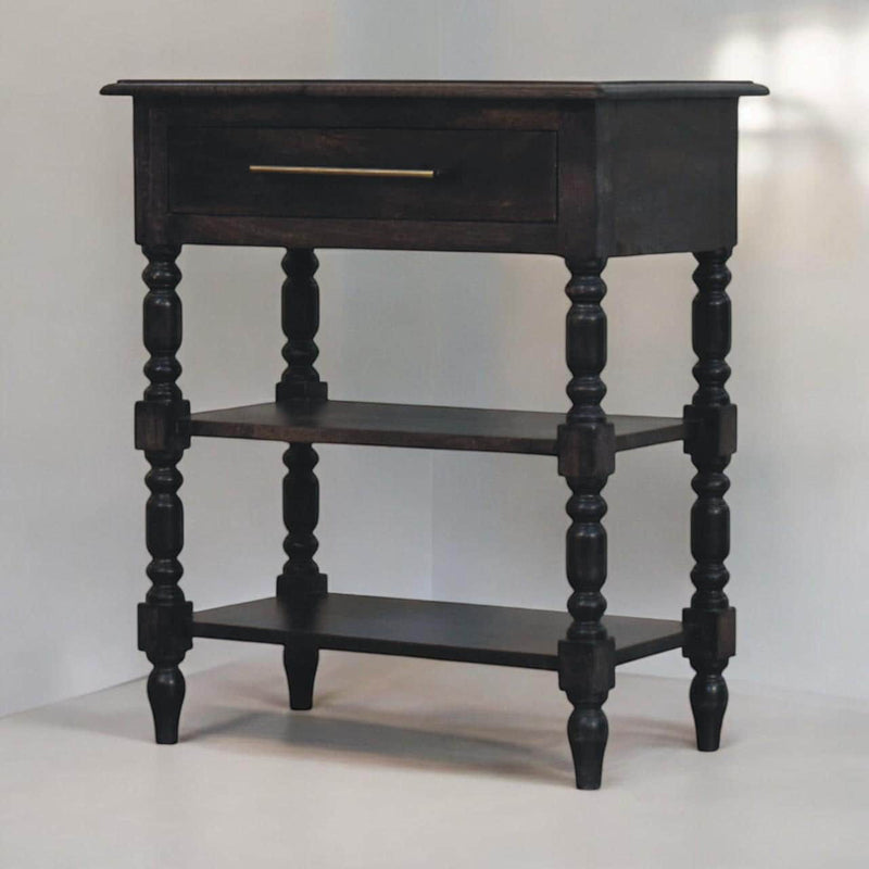Solid Wood One Drawer Nightstand - Dark Brown