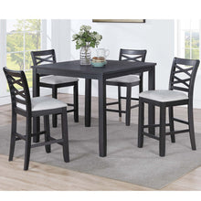 Load image into Gallery viewer, Dining Table Set With 4 Cross Back Chairs, Upholstered Cushions - Charcoal
