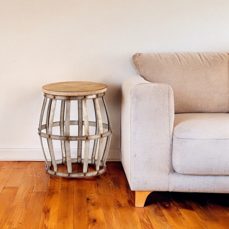 Manufactured Wood Round End Table - Silver / Natural