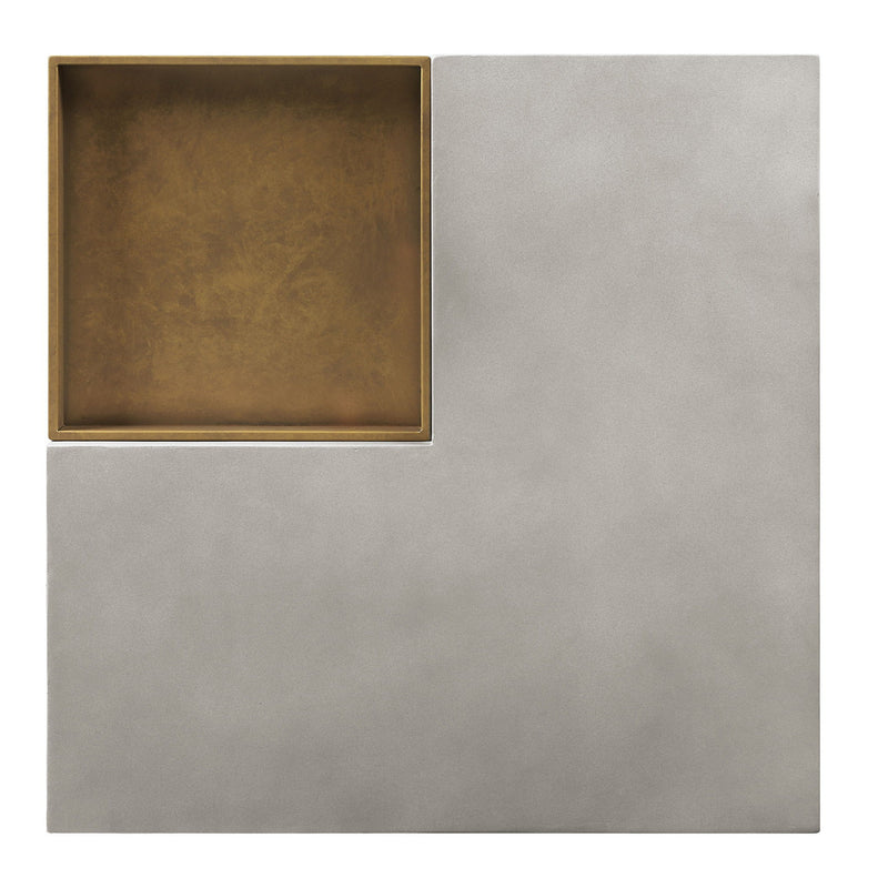 32" Cement Square Distressed Pedestal Coffee Table - Gray