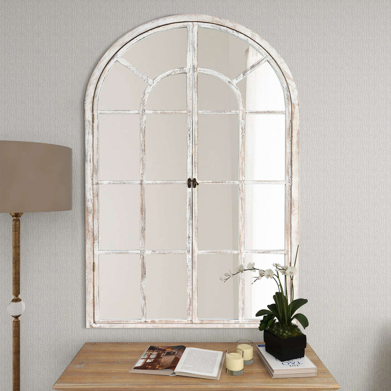 36" Arch Framed Accent Mirror - White