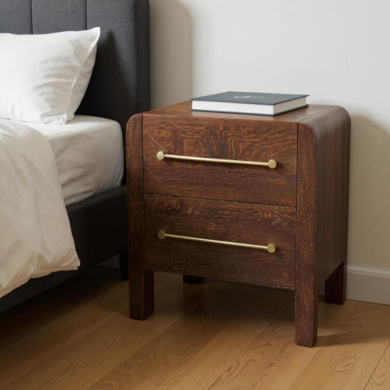 23" Wood Two Drawer Nightstand - Brown