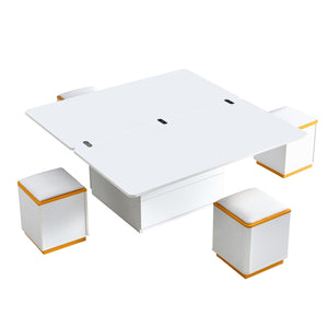 Multi Functional Adjustable Coffee Table With 4 Storage Stools