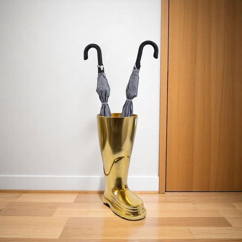Firefighter Boot Umbrella Stand - Gold
