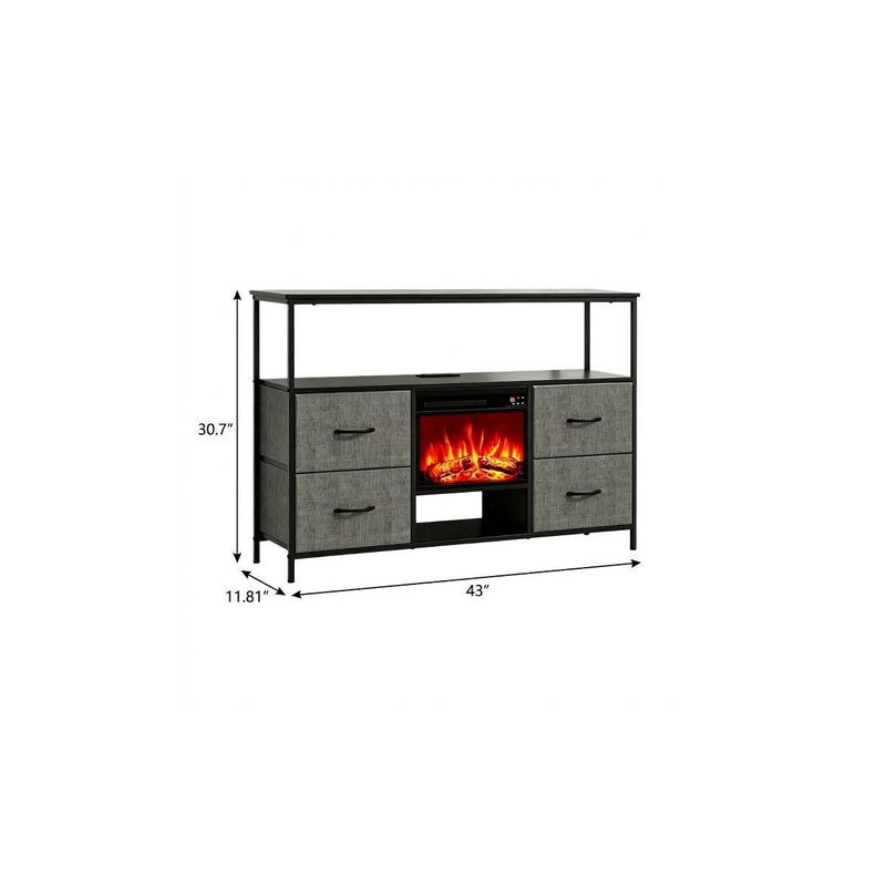 Fireplace TV Stand With Fireplace (734224) - Black