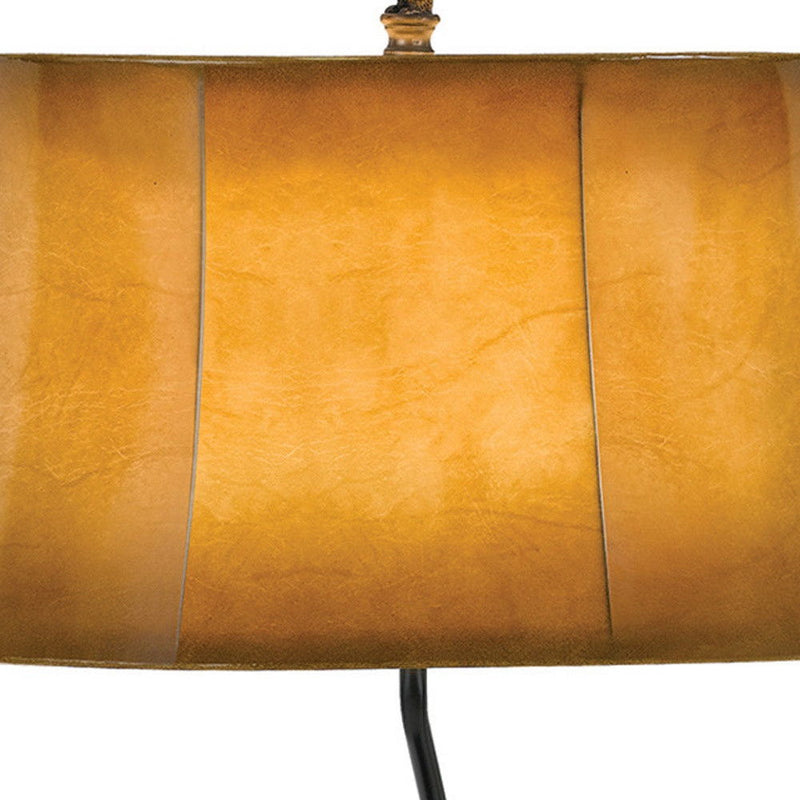 Bear in the Woods Table Lamp With Brown Bell Shade - Bronze