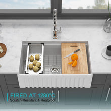 Load image into Gallery viewer, Workstation Single Bowl Apron Front Kitchen Sink - White
