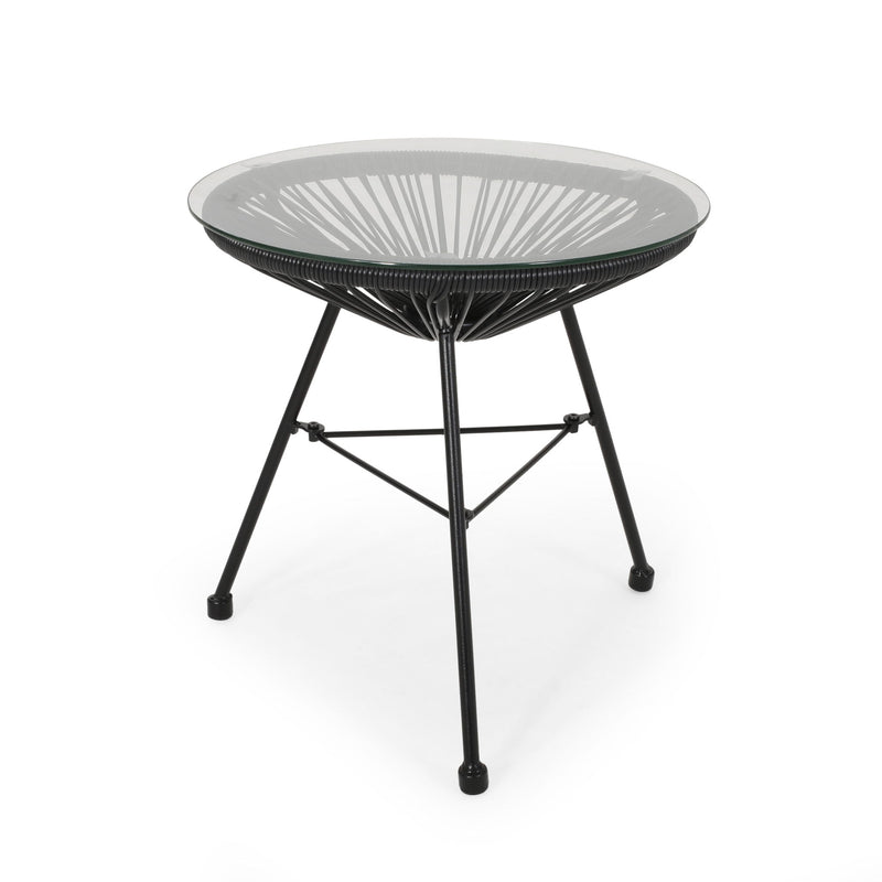 Nusa - Side Table With Tempered Glass Top - Black