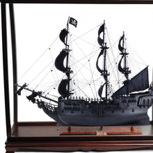 Load image into Gallery viewer, Hand Painted Pirate Table Top Display Model Boat - Black / Pearl
