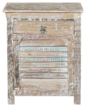 Load image into Gallery viewer, 24" x 18" x 30" One Drawer Shutter Solid Wood Nightstand - Distressed White
