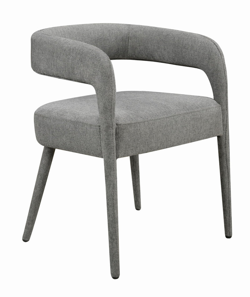 Upholstered Linen Open Back Dining Side Chairs (Set of 2) - Dark Gray