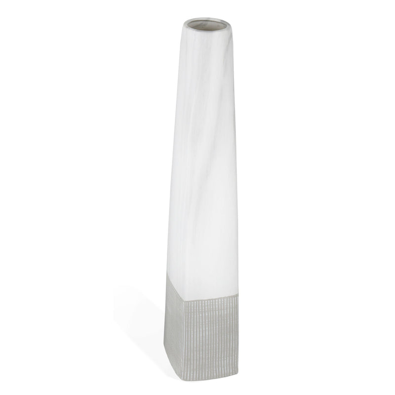 Faceted Geometric Tapered Floor Vase (576739) - White