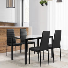 Load image into Gallery viewer, 5 Pieces Dining Table Set For 4, Kitchen Room Tempered Glass Dining Table, 4 Faux Leather Chairs - Black
