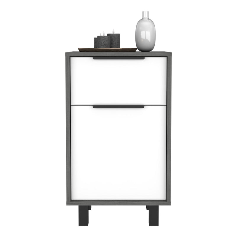 One Drawer Faux Wood Nightstand With Storage - Gray