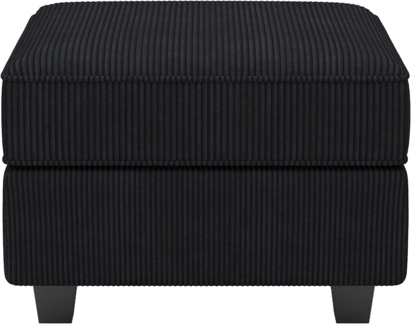 26" Corduroy Storage Ottoman - Black