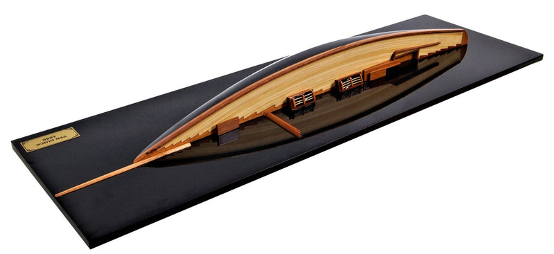 Hand Painted c1898 Pen Duick Half-Hull Model Boat - Black / Green
