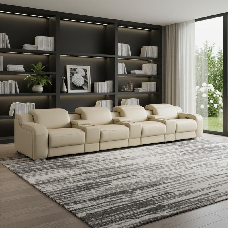 169" Reclining USB Sofa - Steel